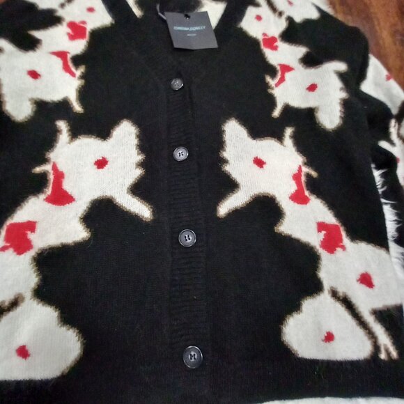 Cynthia Rowley Intrasia Womens Mohair Wool Blend Floral Cardigan Sweater L - Picture 11 of 16